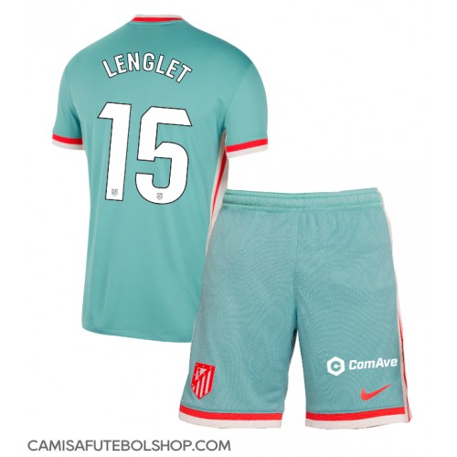 Camisa de time de futebol Atletico Madrid Clement Lenglet #15 Replicas 2º Equipamento Infantil 2024-25 Manga Curta (+ Calças curtas)